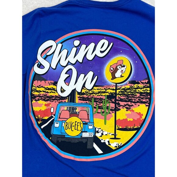 Buc-ee’s T Shirt Size S Blue Shine On Blue Graphic Tee Womens Size Small - Picture 4 of 7